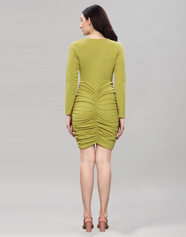 Pine Green Ribbed Bodycon Dress | Leemboodi