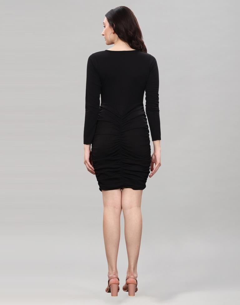 Black Ribbed Bodycon Dress | Sudathi
