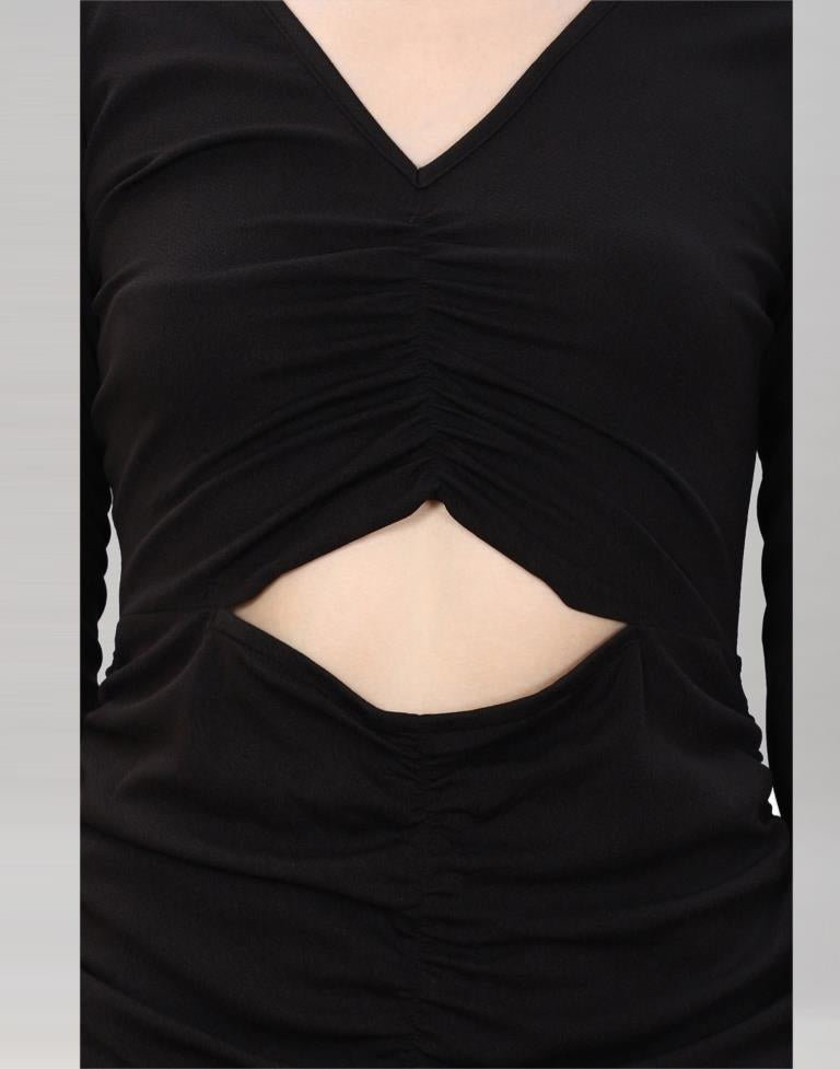Black Ribbed Bodycon Dress | Sudathi