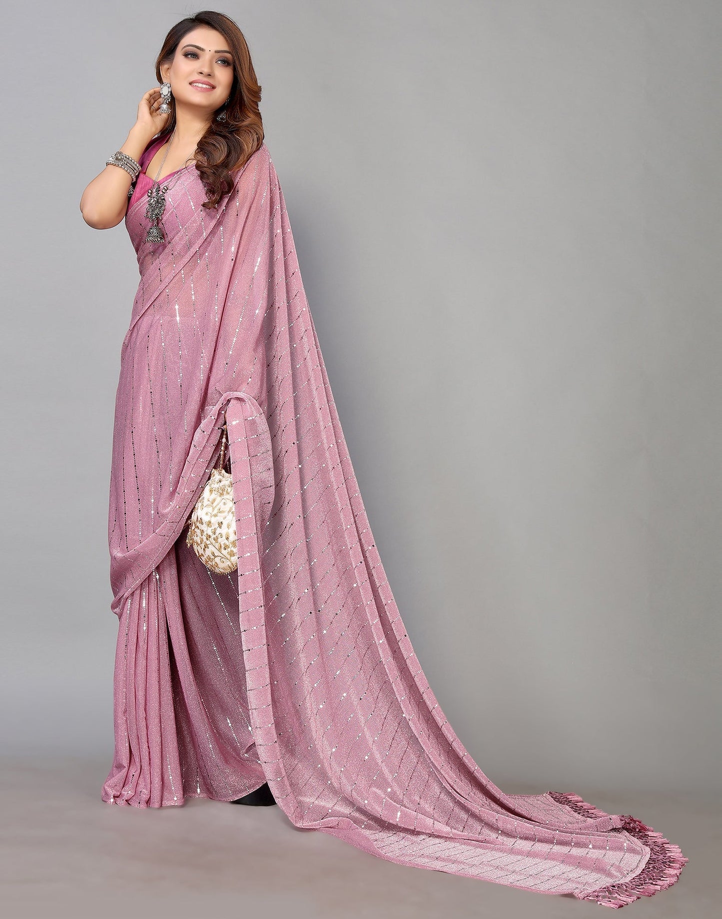 Pink Printed Saree | Sudathi