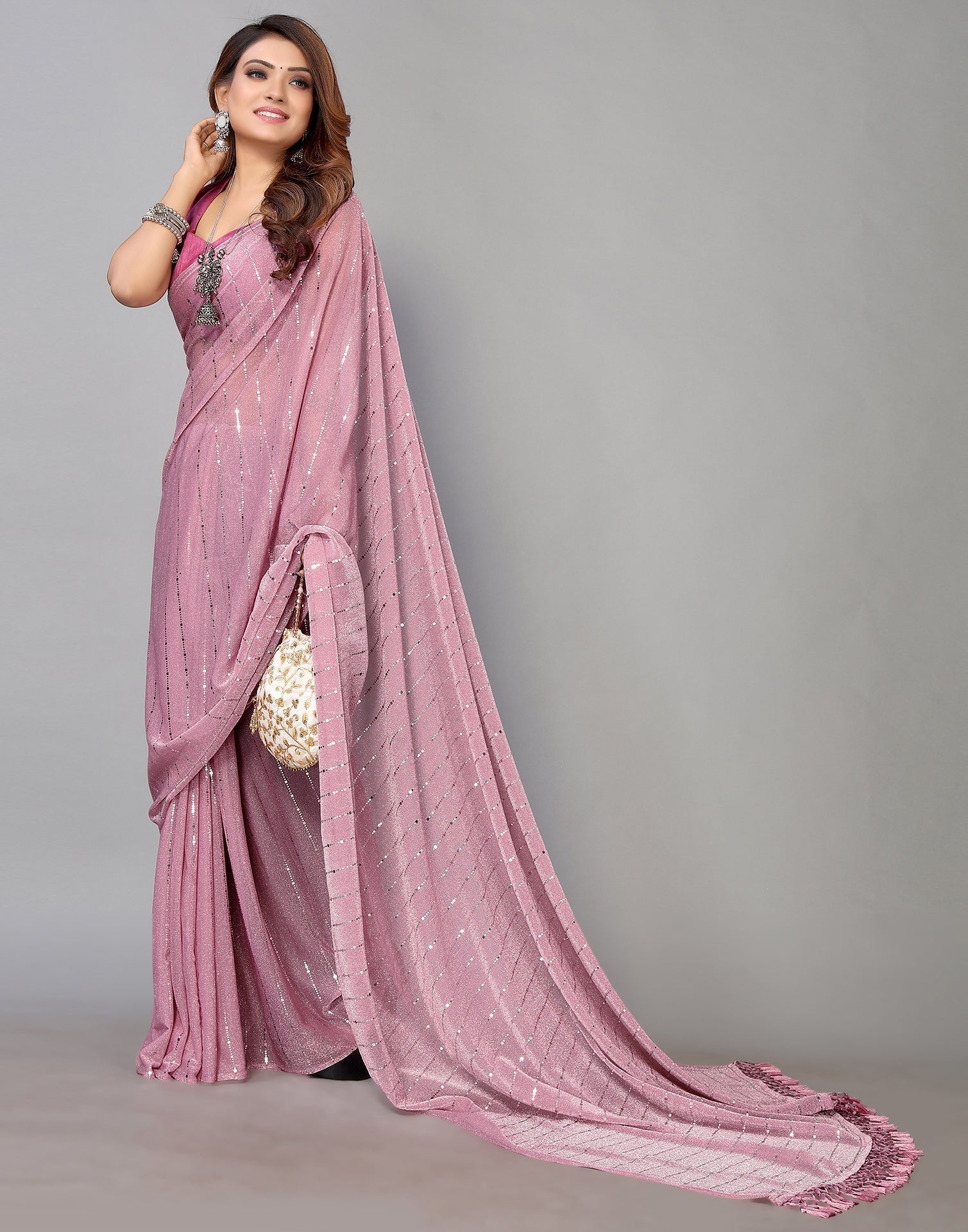 Pink Printed Saree | Sudathi