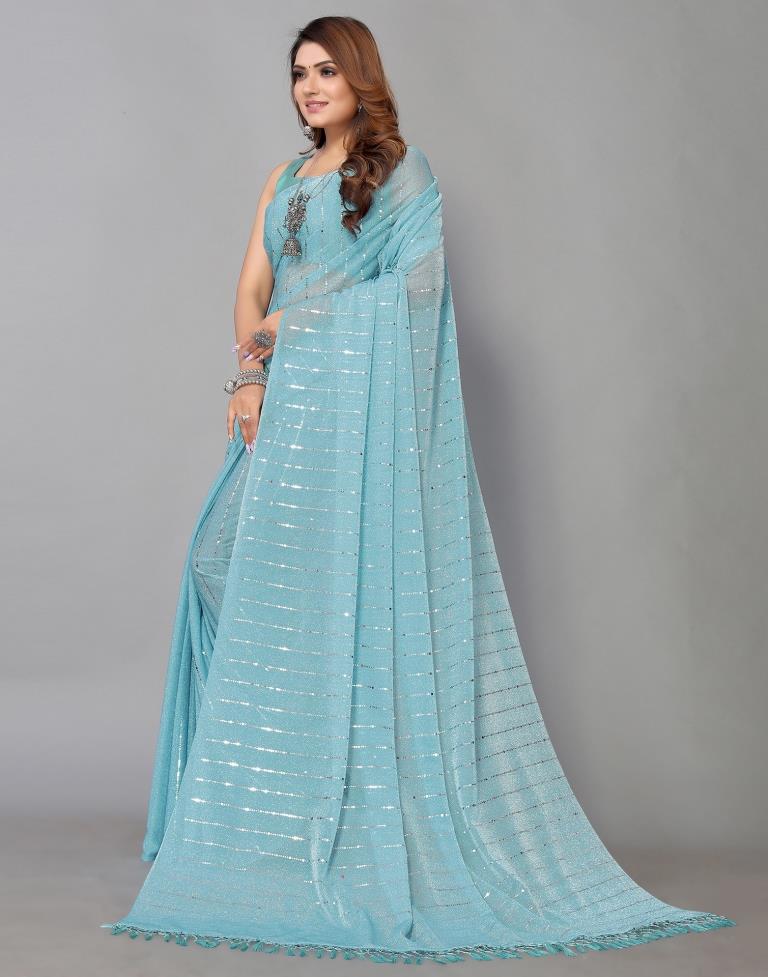 Light Blue Printed Saree | Leemboodi