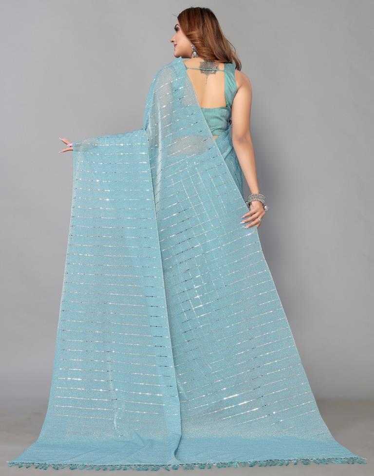Light Blue Printed Saree | Leemboodi