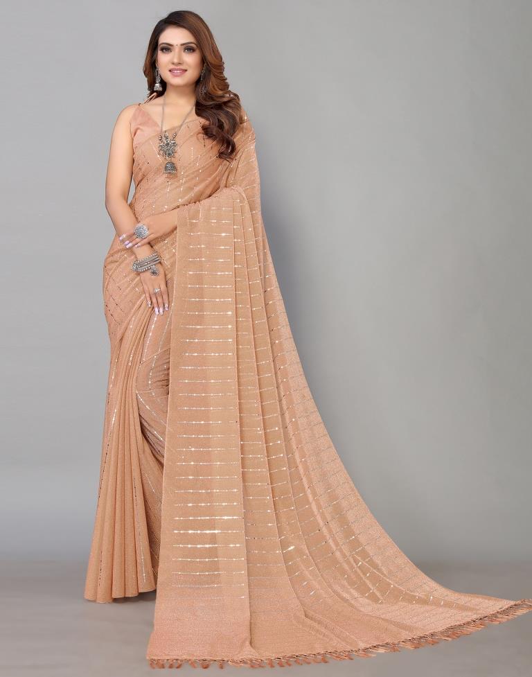 Peach Printed Saree | Sudathi