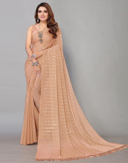 Peach Printed Saree | Sudathi