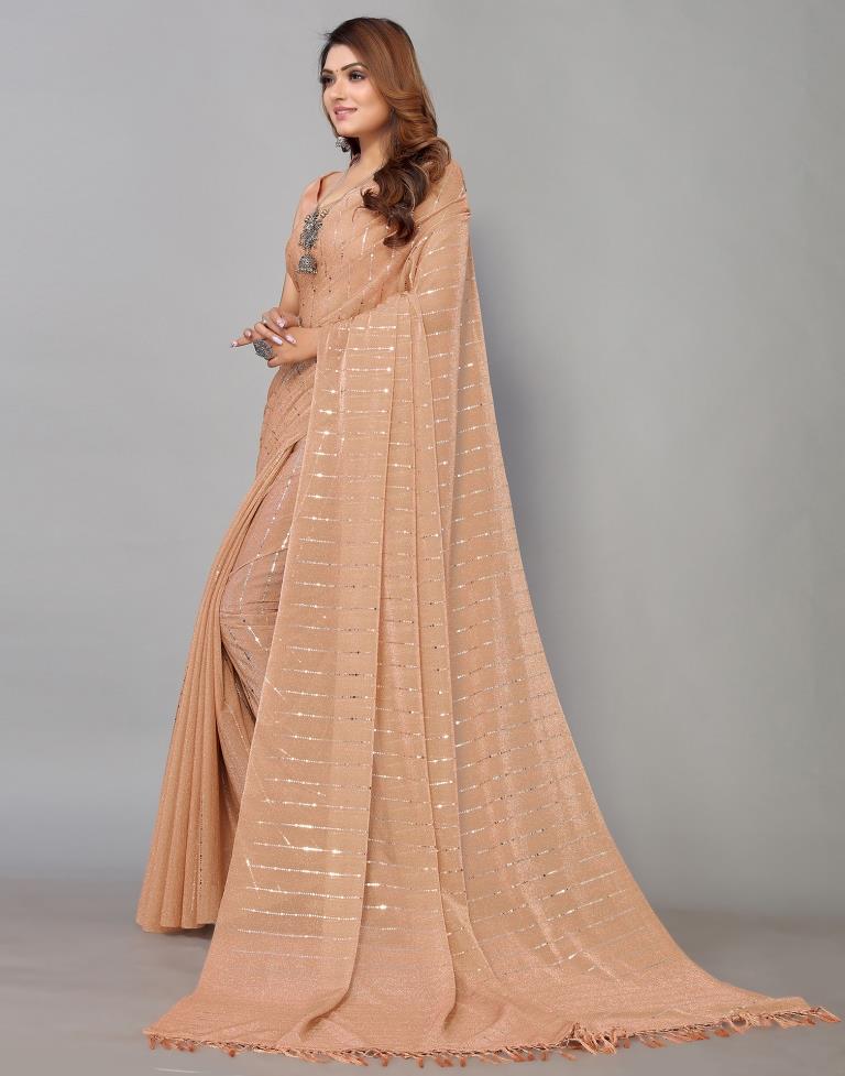 Peach Printed Saree | Sudathi