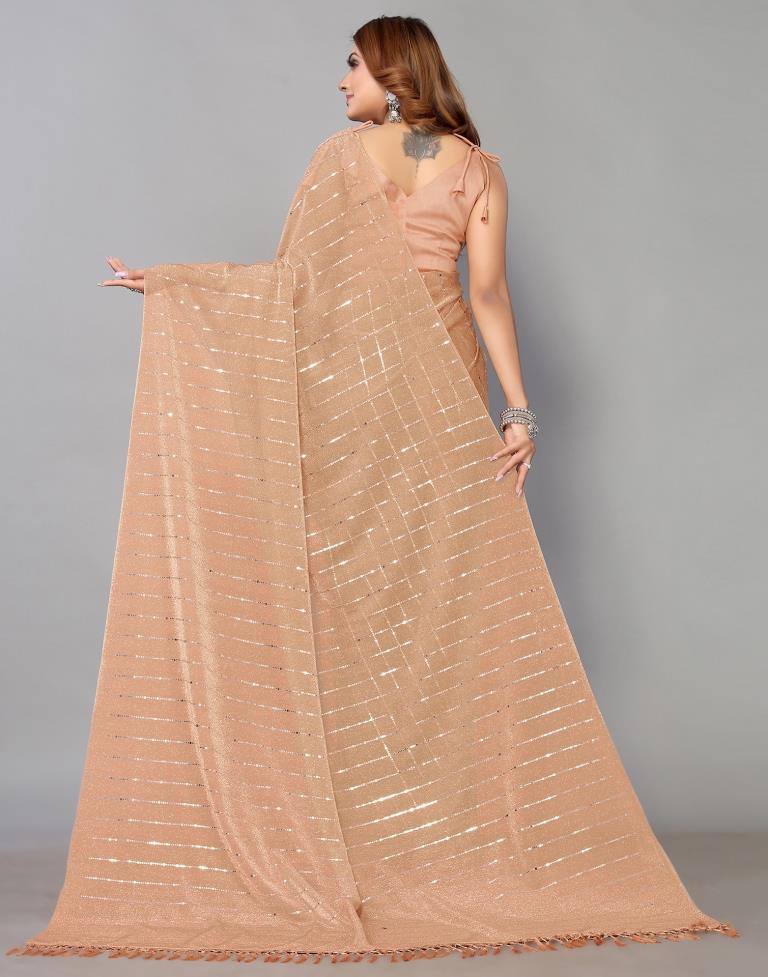 Peach Printed Saree | Sudathi