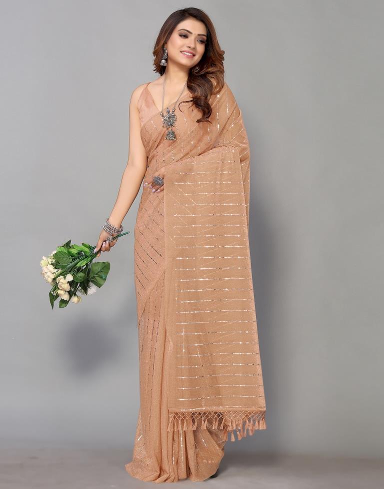 Peach Printed Saree | Sudathi