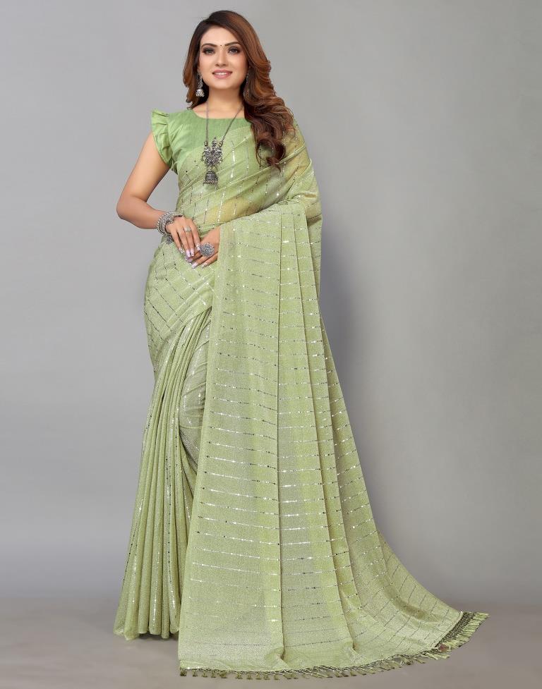 Pista Green Printed Saree | Leemboodi