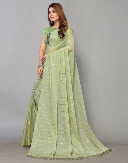 Pista Green Printed Saree | Leemboodi