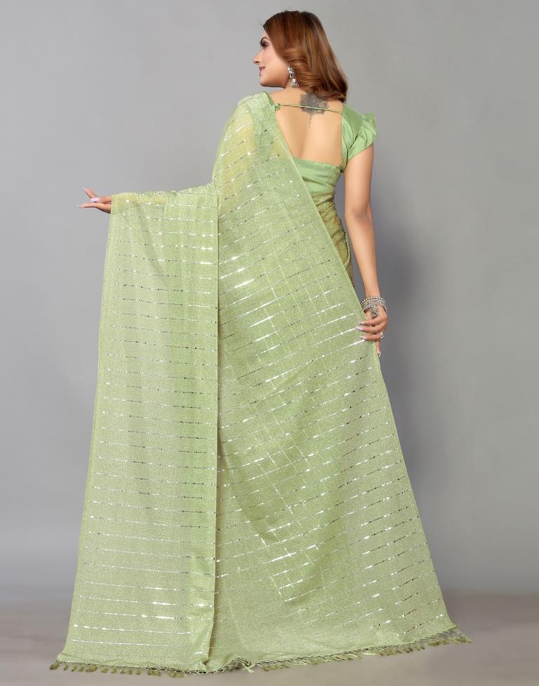 Pista Green Printed Saree | Leemboodi