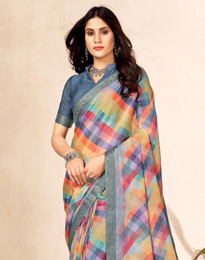 Multicoloured Chiffon Saree | Leemboodi