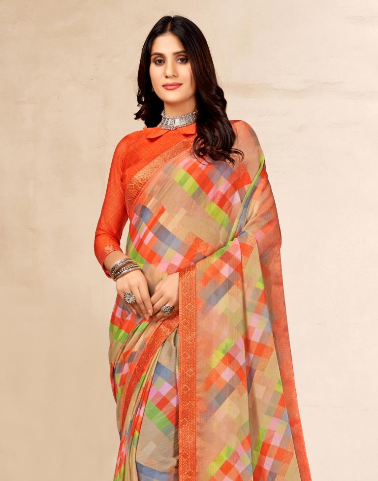 Multicoloured Chiffon Saree | Sudathi