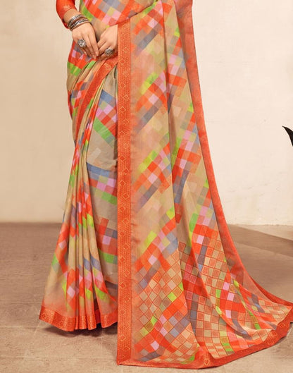 Multicoloured Chiffon Saree | Sudathi
