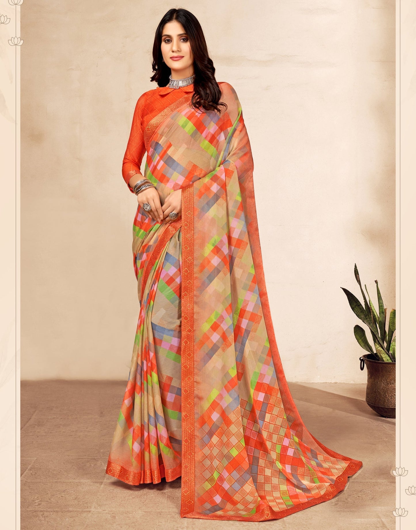 Multicoloured Chiffon Saree | Sudathi