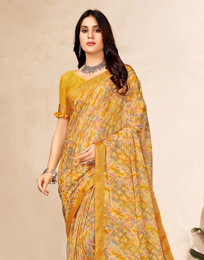 Mustard Yellow Chiffon Saree | Sudathi
