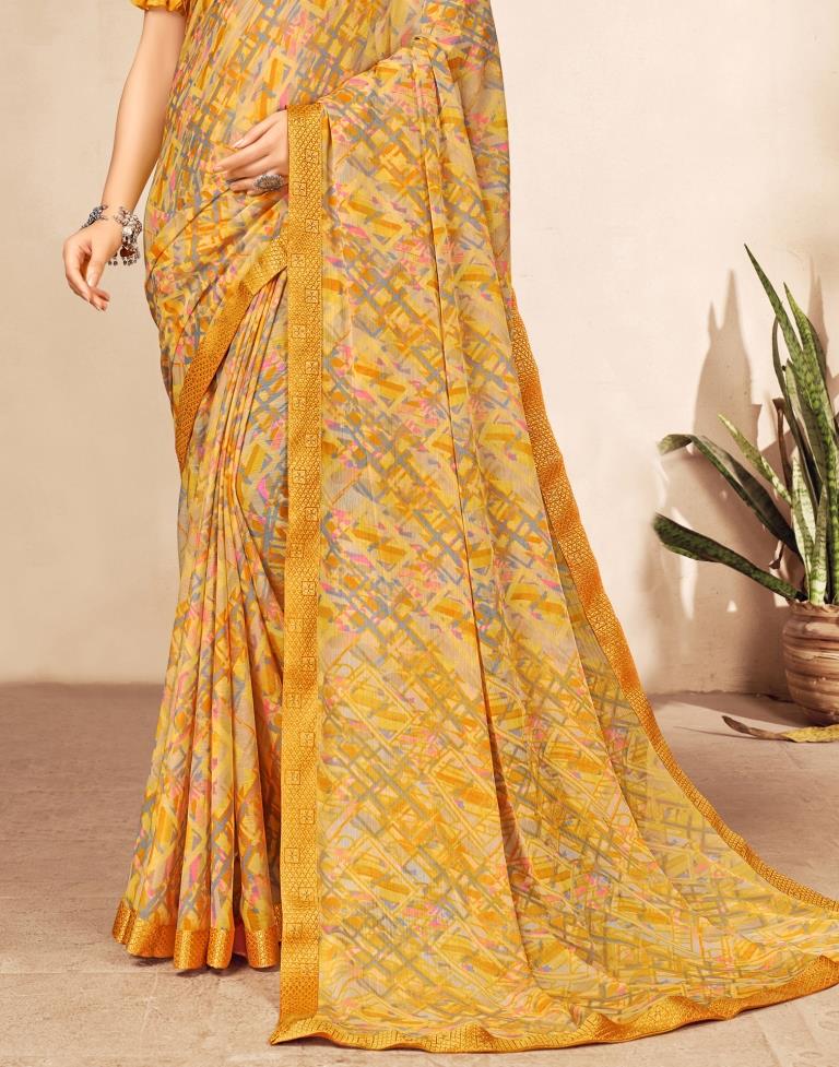 Mustard Yellow Chiffon Saree | Sudathi