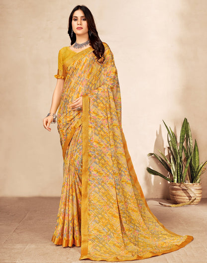 Mustard Yellow Chiffon Saree | Sudathi