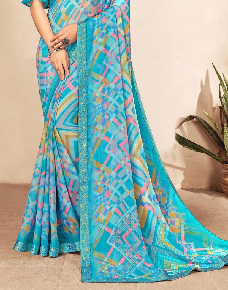 Light Blue Chiffon Saree | Sudathi