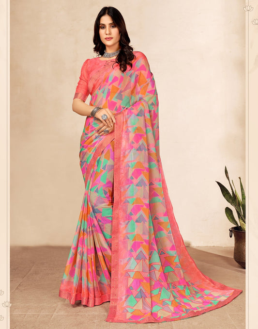Light Pink Chiffon Saree | Sudathi