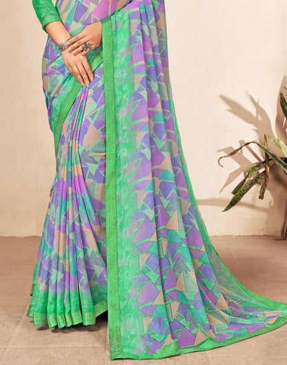 Turquoise Green Chiffon Saree | Sudathi