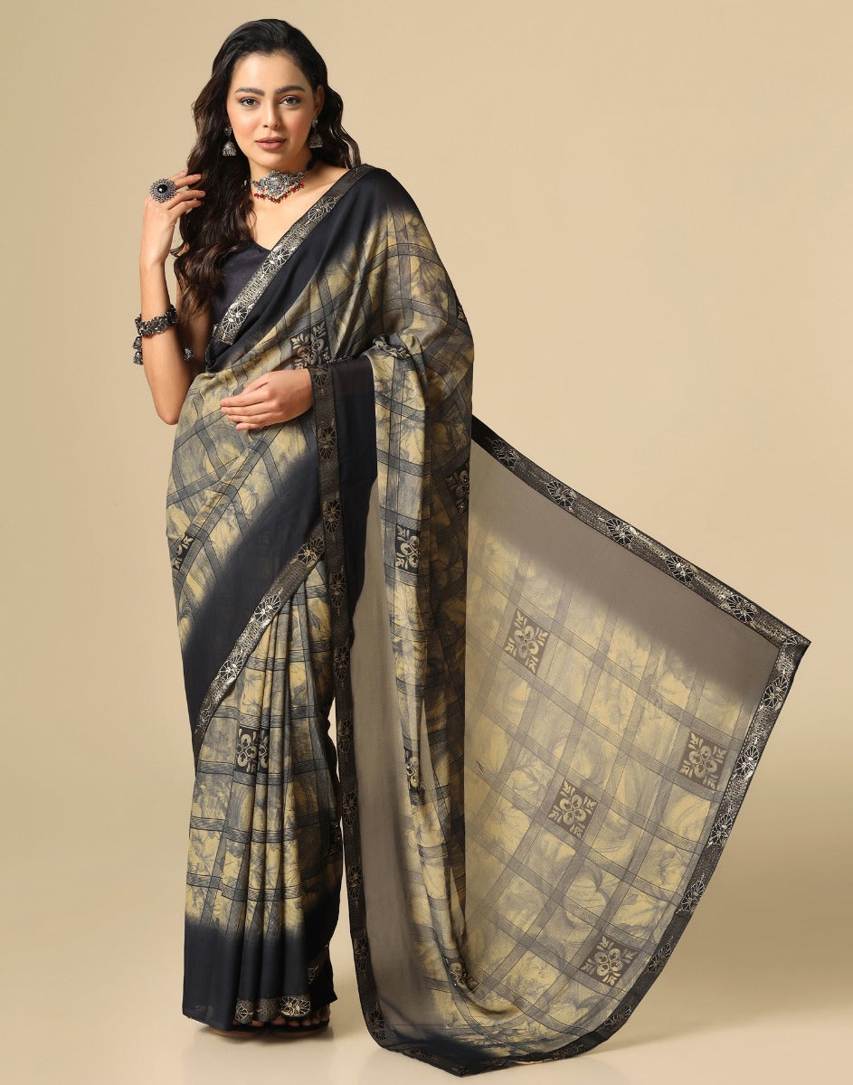 Black Printed Saree | Leemboodi