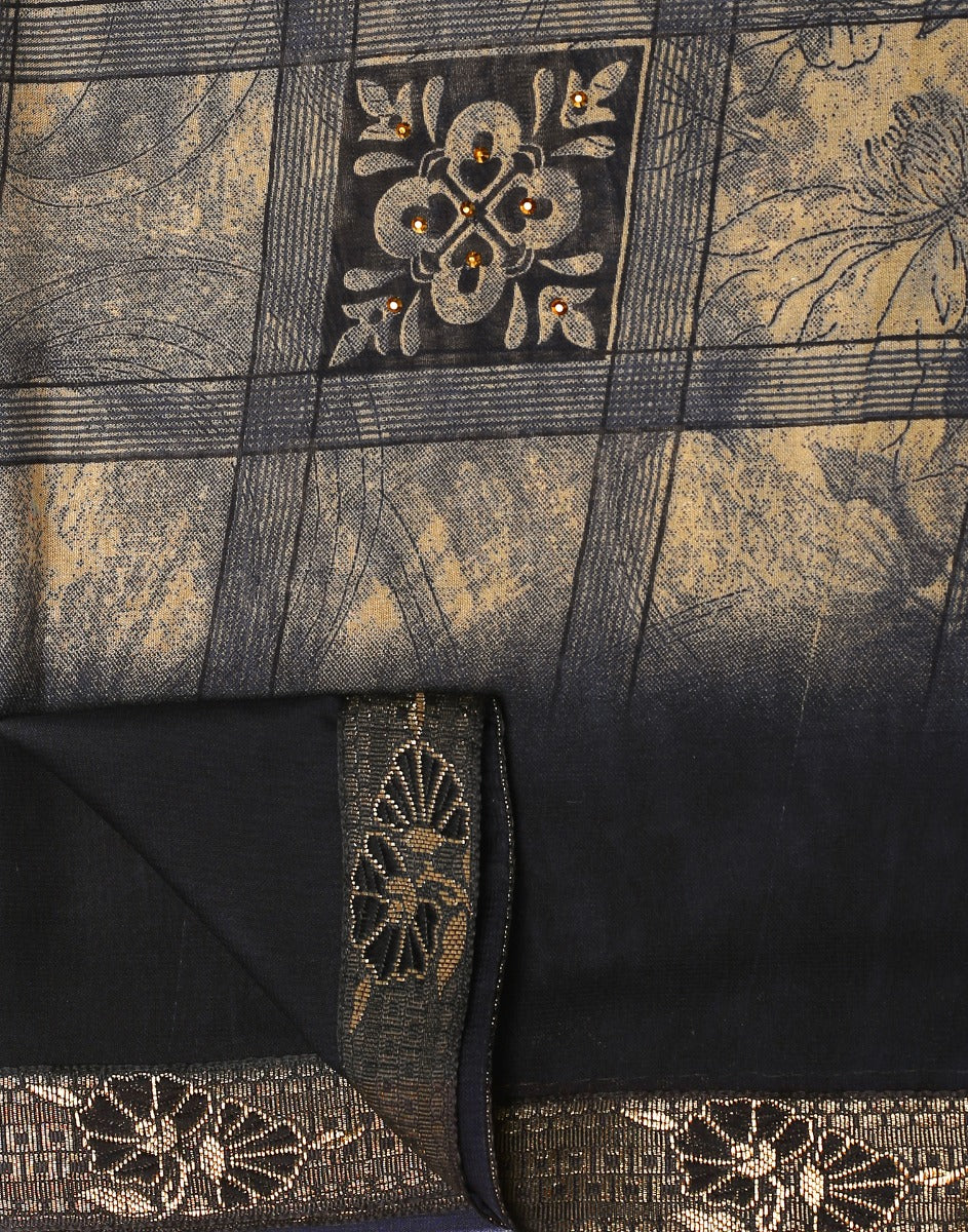 Black Printed Saree | Leemboodi