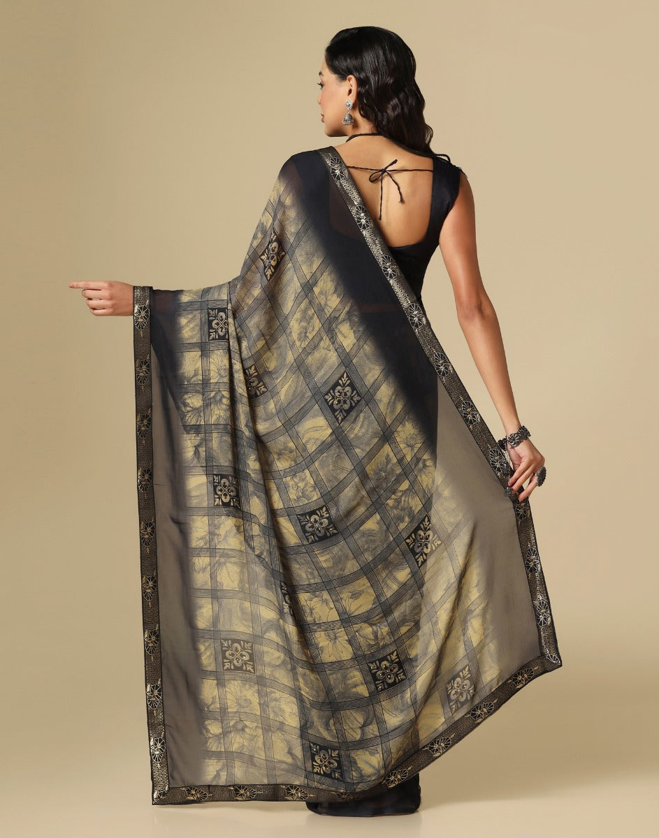 Black Printed Saree | Leemboodi