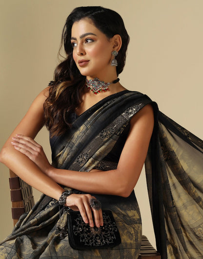 Black Printed Saree | Leemboodi