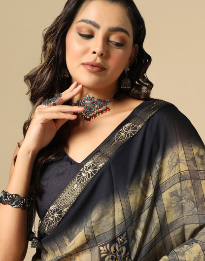 Black Printed Saree | Leemboodi