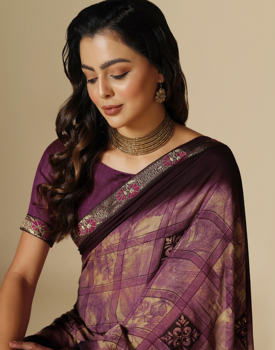 Wine Printed Saree | Leemboodi