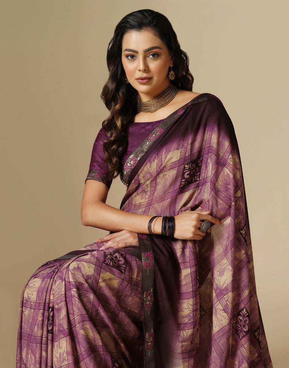 Wine Printed Saree | Leemboodi