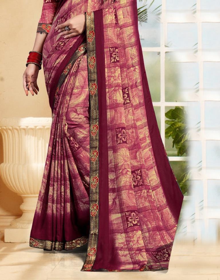Maroon Printed Saree | Sudathi