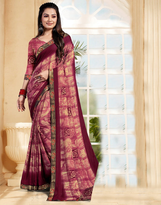 Maroon Printed Saree | Sudathi