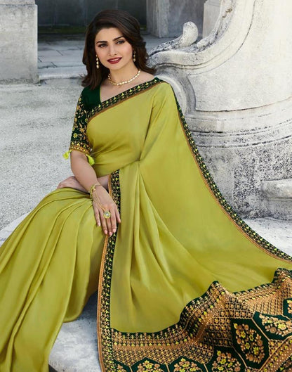 Olive Green Banarasi Silk Saree | Leemboodi