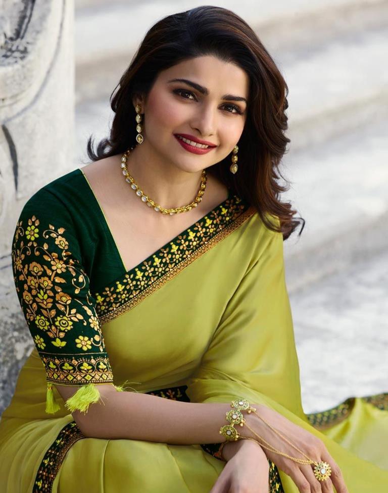 Olive Green Banarasi Silk Saree | Leemboodi