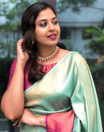 Mint Green Kanjivaram Silk Saree | Sudathi