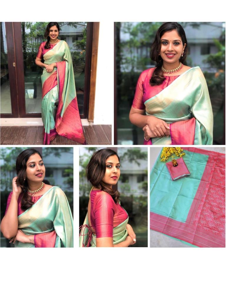 Mint Green Kanjivaram Silk Saree | Sudathi