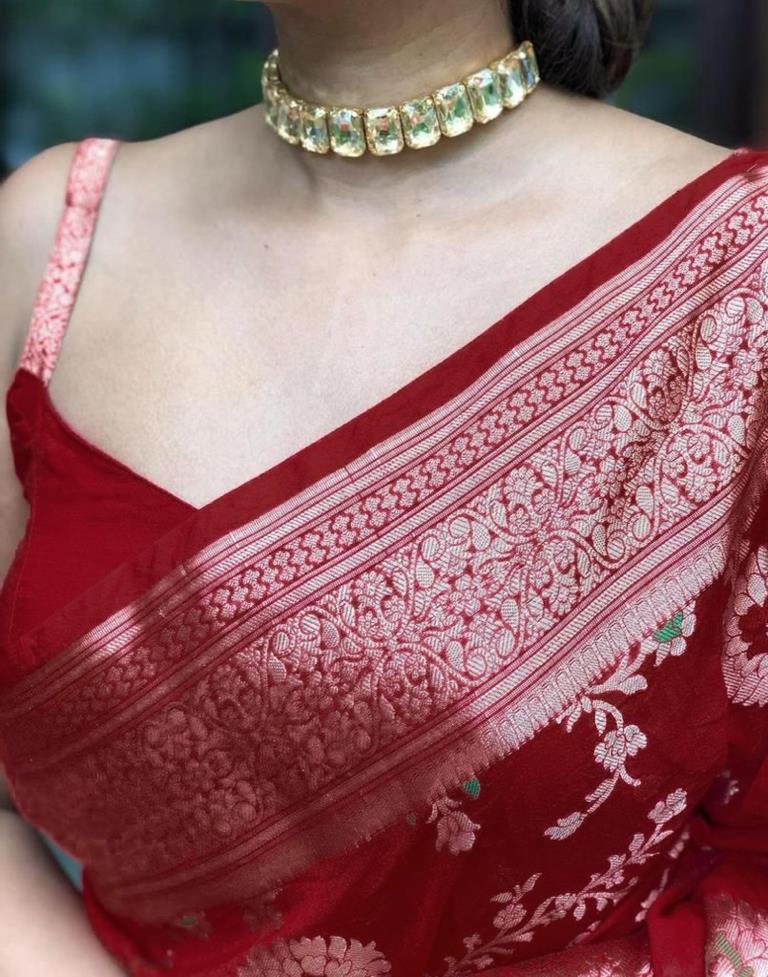 Maroon Banarasi Silk Saree | Sudathi