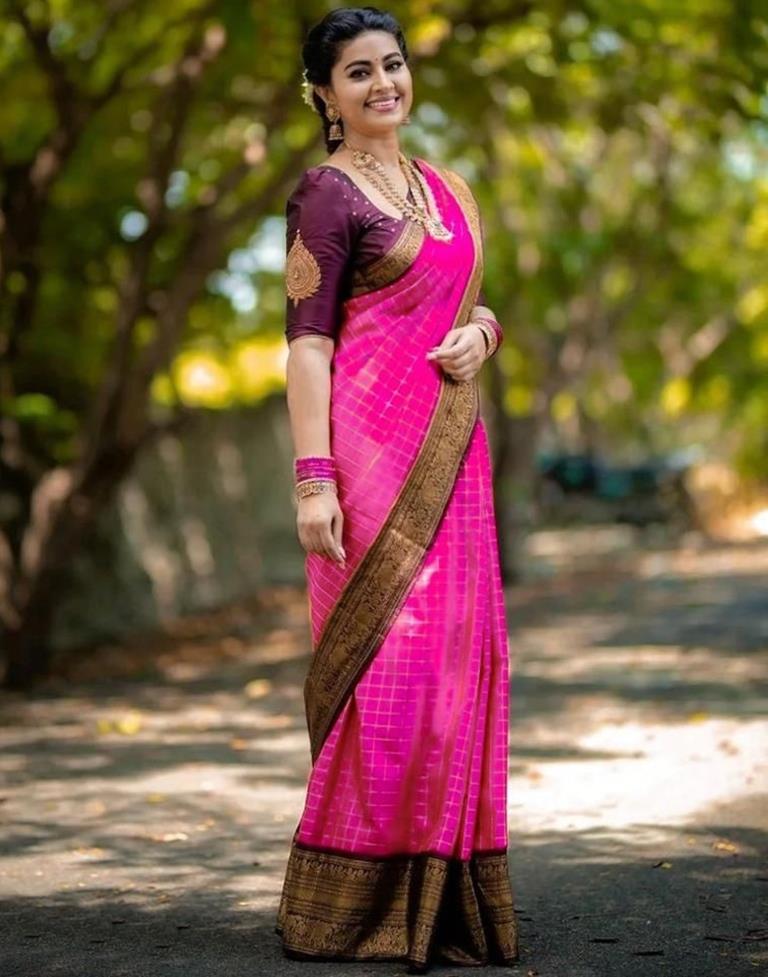Pink Kanjivaram Silk Saree | Sudathi