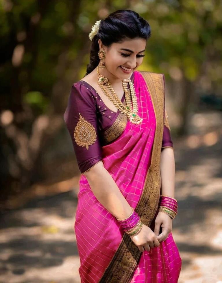 Pink Kanjivaram Silk Saree | Sudathi