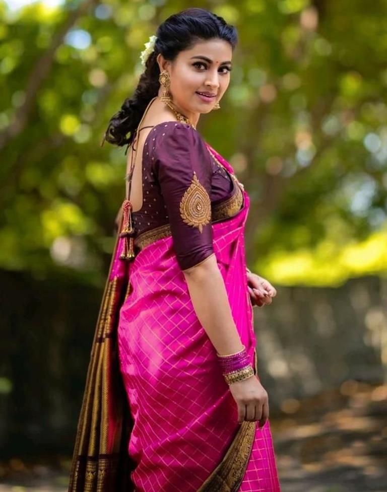 Pink Kanjivaram Silk Saree | Sudathi