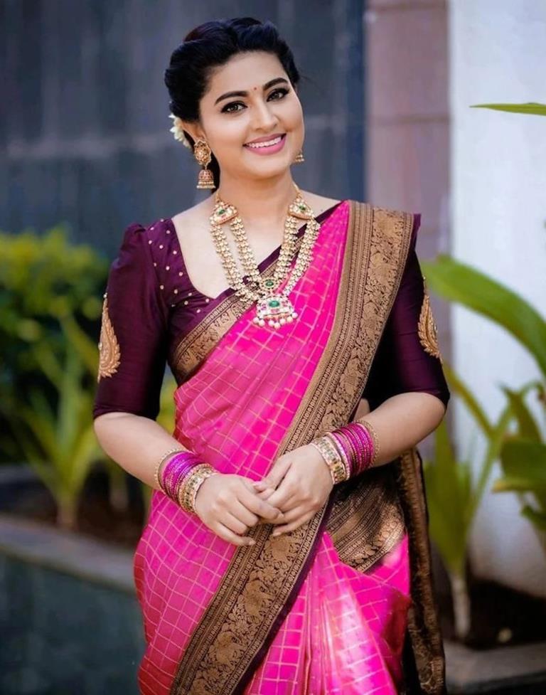 Pink Kanjivaram Silk Saree | Sudathi