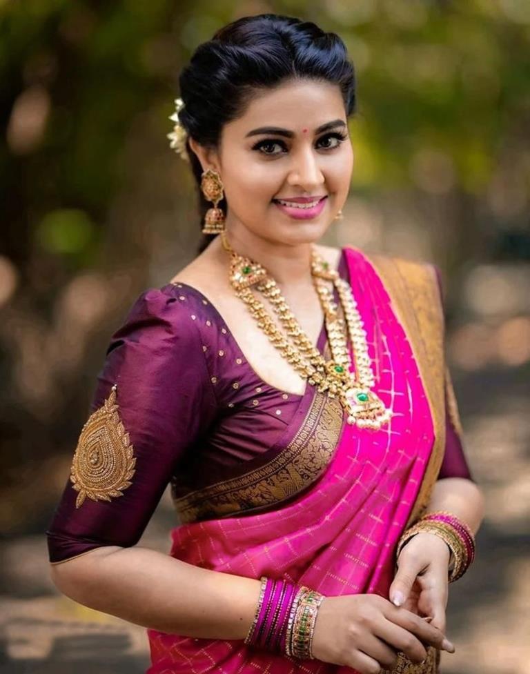 Pink Kanjivaram Silk Saree | Sudathi