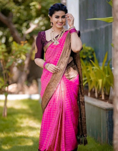 Pink Kanjivaram Silk Saree | Sudathi