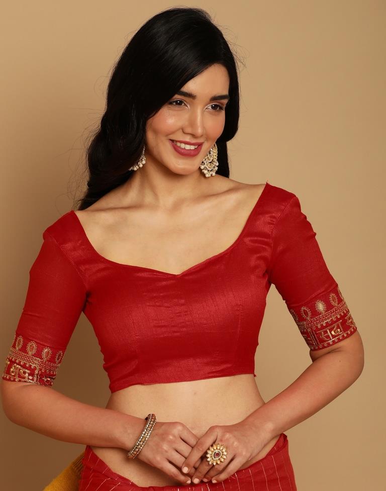 Light Red Cotton Embroidery Saree | Sudathi