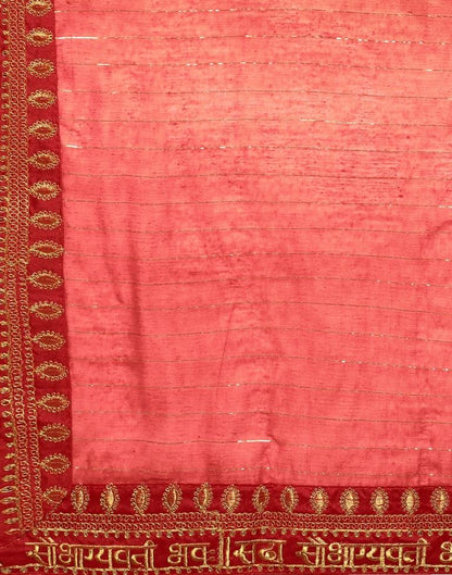 Light Red Cotton Embroidery Saree | Sudathi