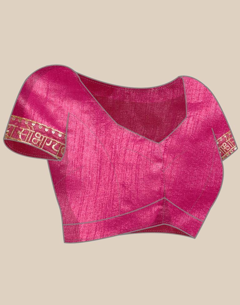 Rani Pink Cotton Embroidery Saree | Leemboodi