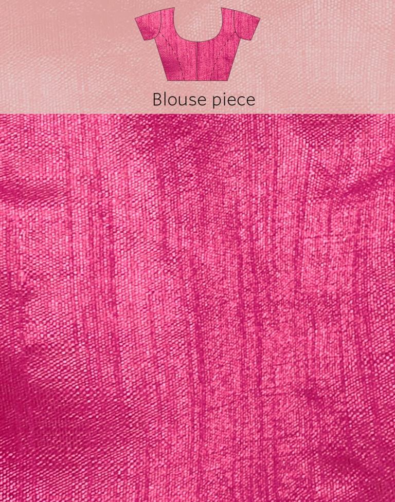 Rani Pink Cotton Embroidery Saree | Leemboodi