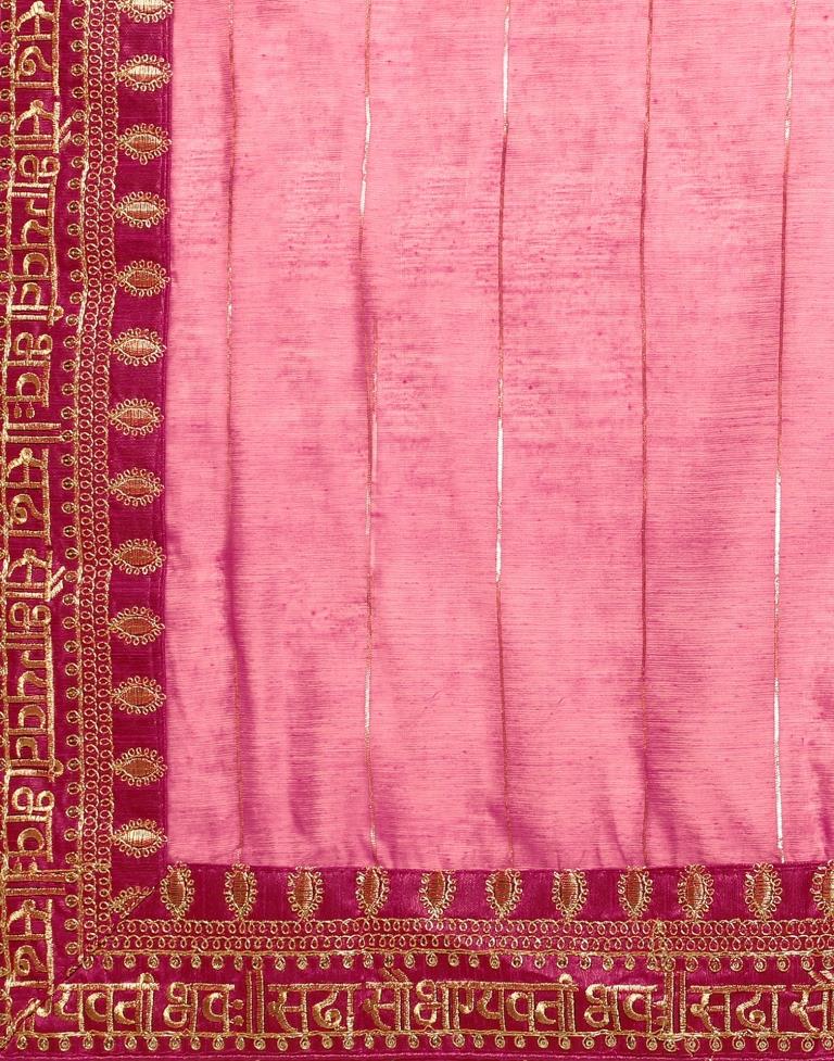 Rani Pink Cotton Embroidery Saree | Leemboodi